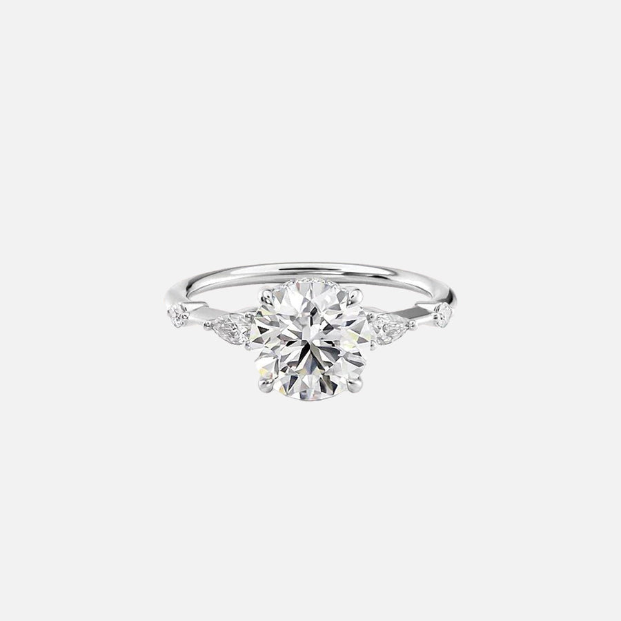  The Naomi Round Moissanite Ring 14k White Gold 001