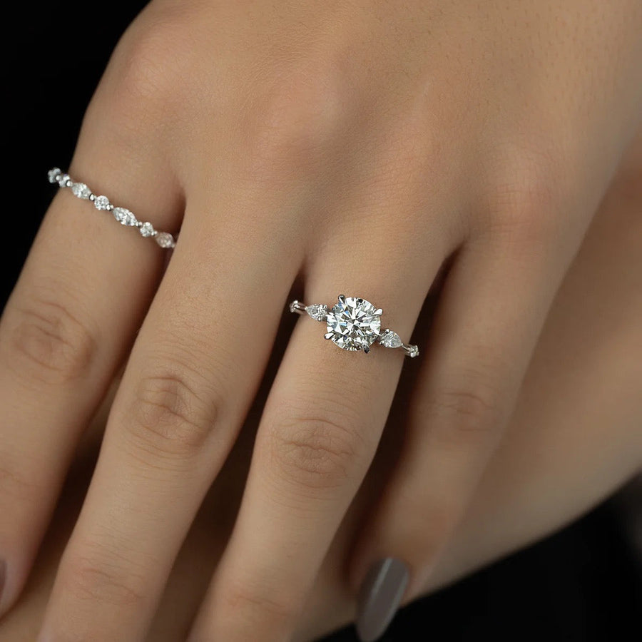  The Naomi Round Moissanite Ring 14k White Gold 004