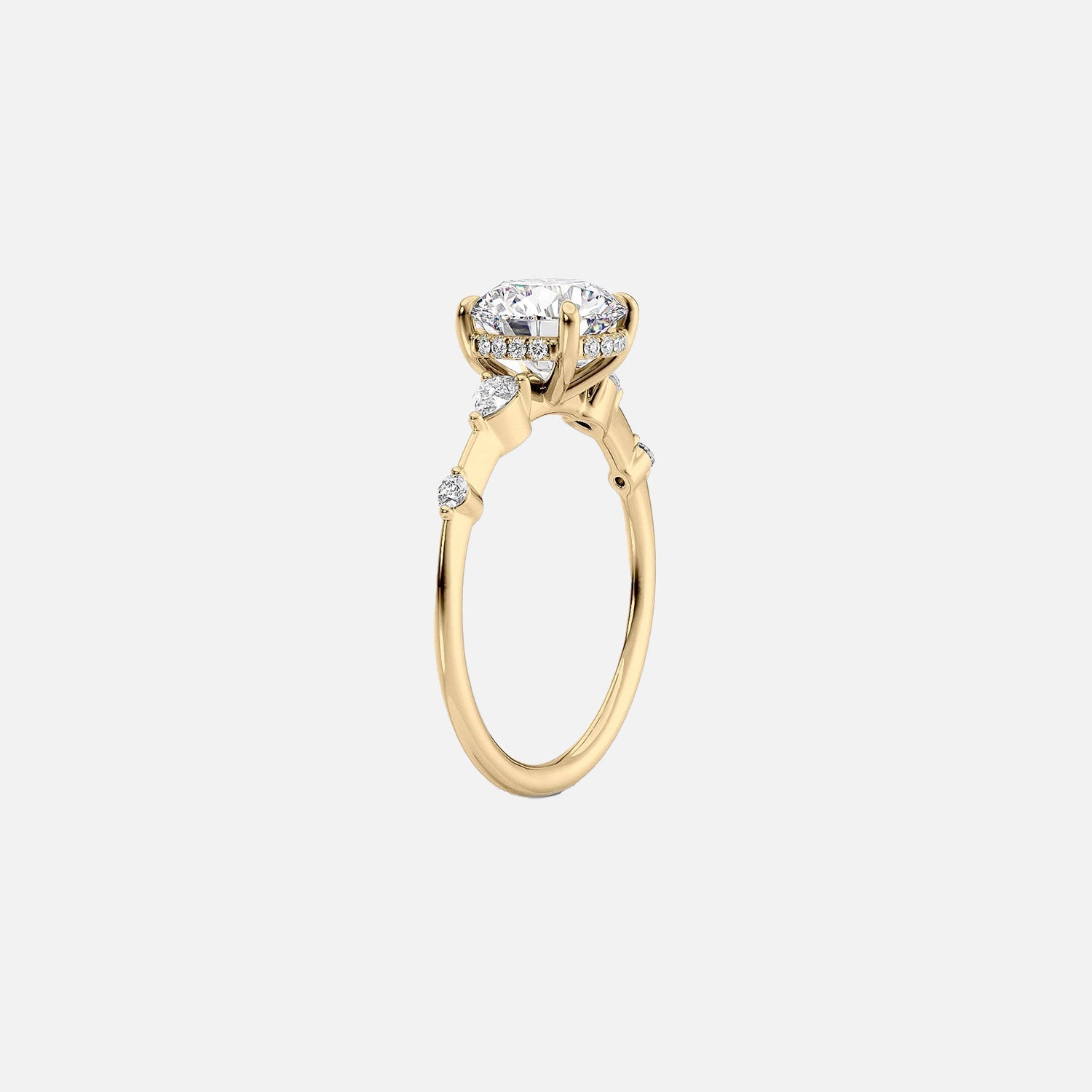  The Naomi Round Moissanite Ring 14k Yellow Gold 002