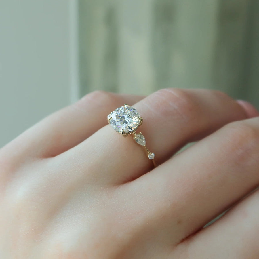  The Naomi Round Moissanite Ring 14k Yellow Gold 004