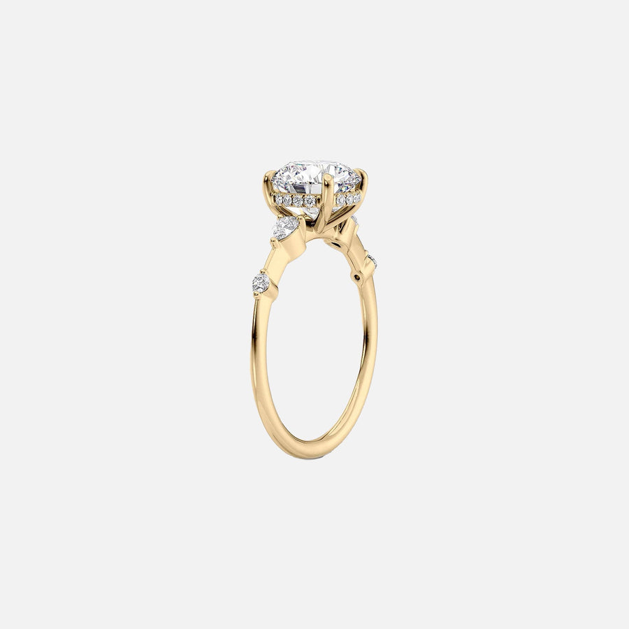  The Naomi Round Moissanite Ring 18k Yellow Gold 002