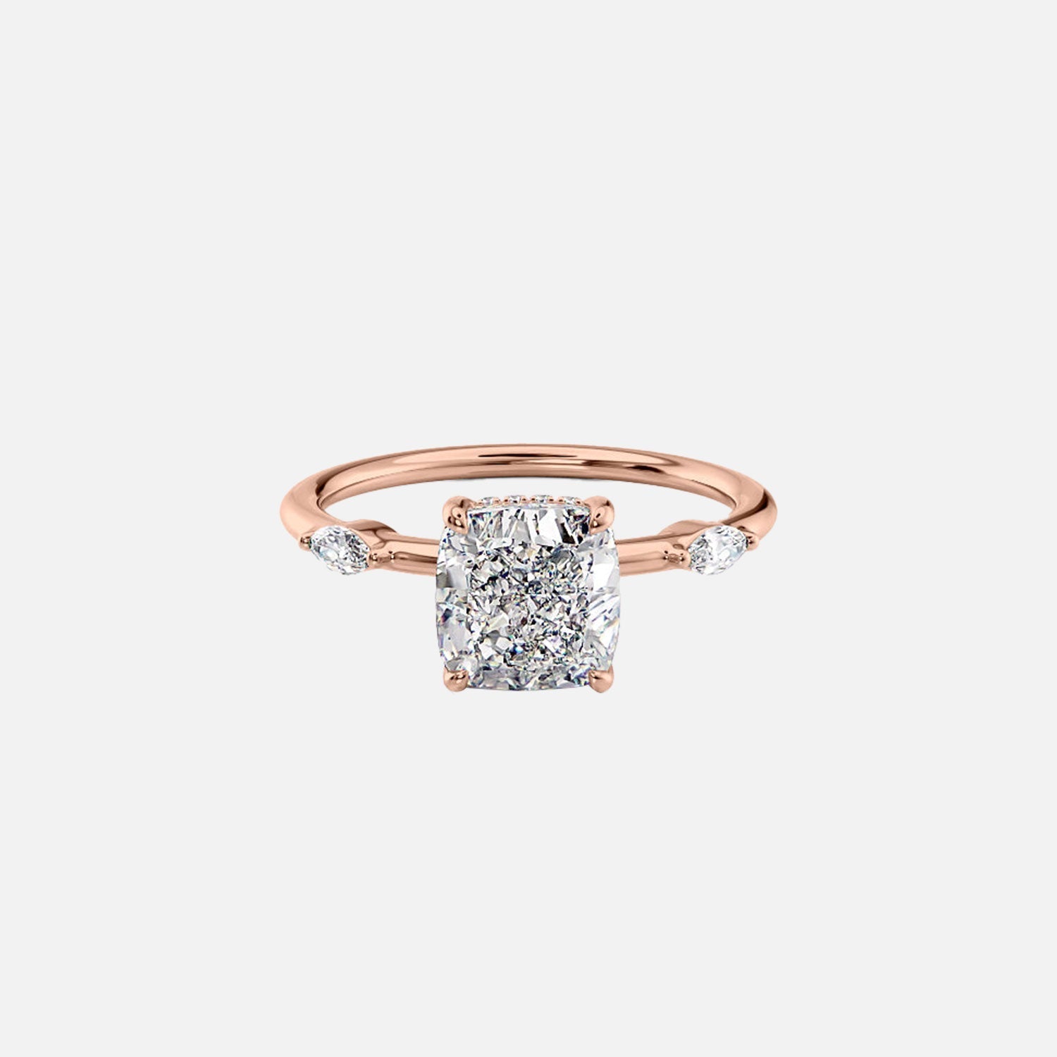  The Nicole Cushion Moissanite Ring 14k Rose Gold 001
