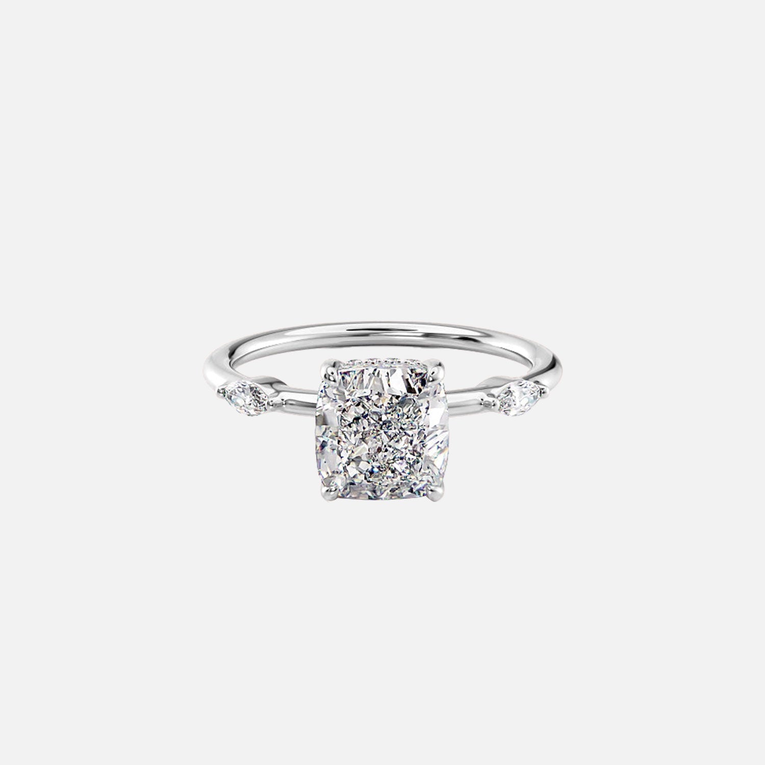  The Nicole Cushion Moissanite Ring 14k White Gold 001
