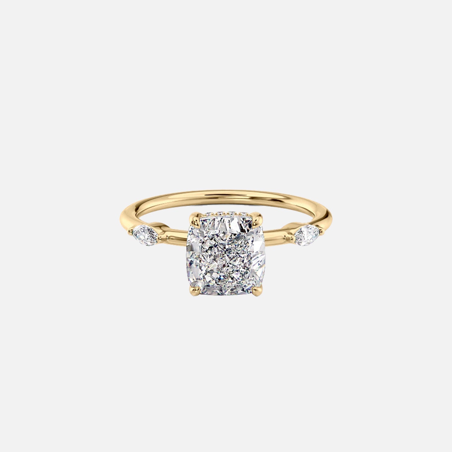 The Nicole Cushion Moissanite Ring 14k Yellow Gold 001