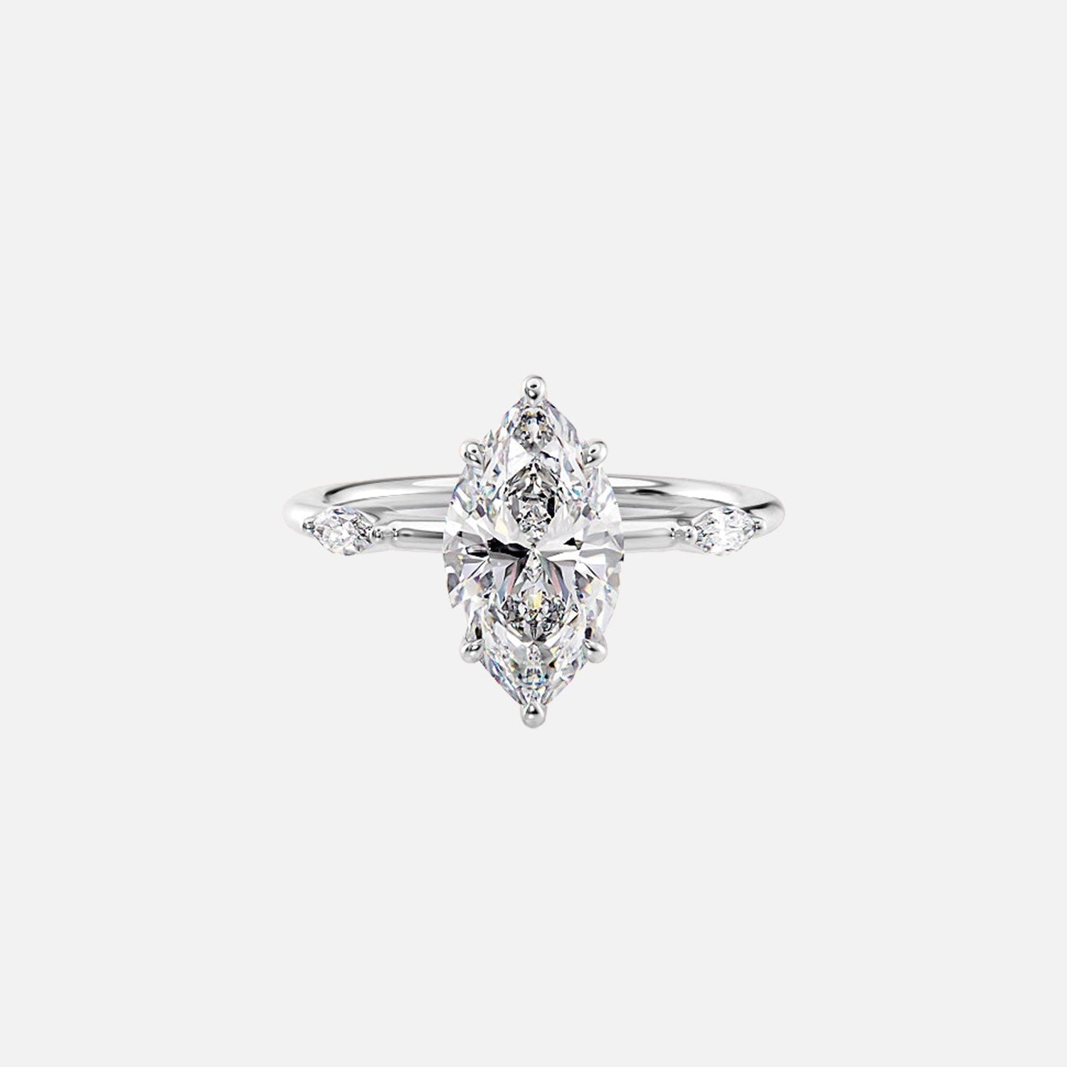  The Nicole Marquise Moissanite Ring 14k White Gold 001