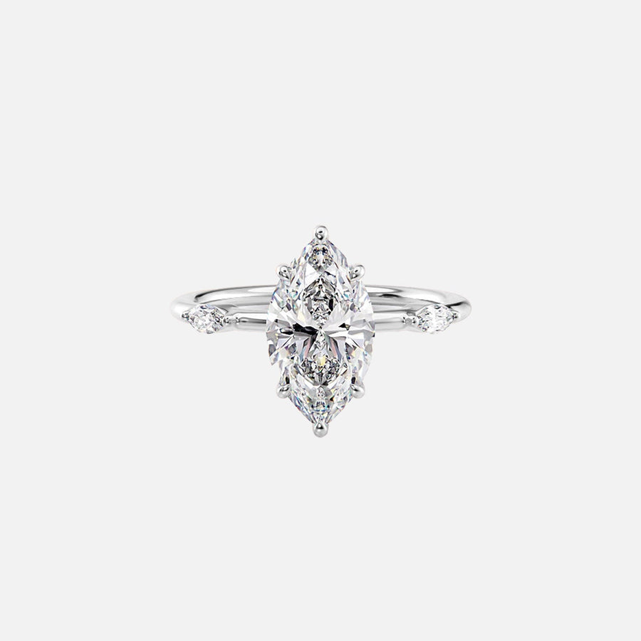  The Nicole Marquise Moissanite Ring 14k White Gold 001