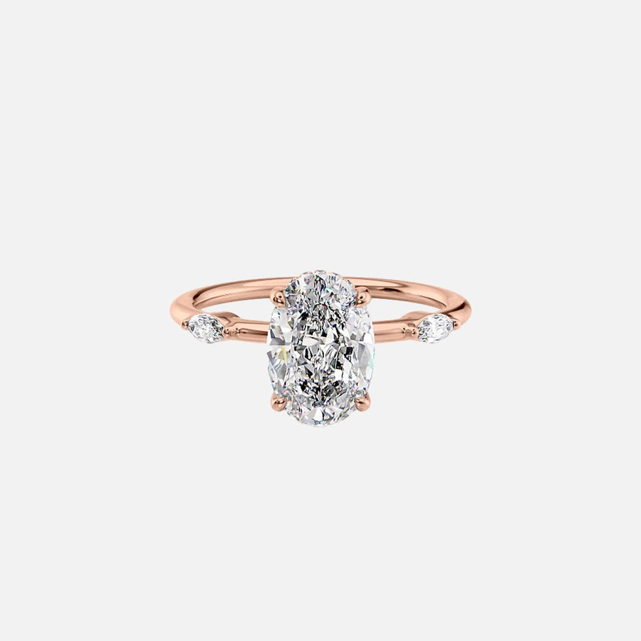  The Nicole Oval Moissanite Ring 14k Rose Gold 001