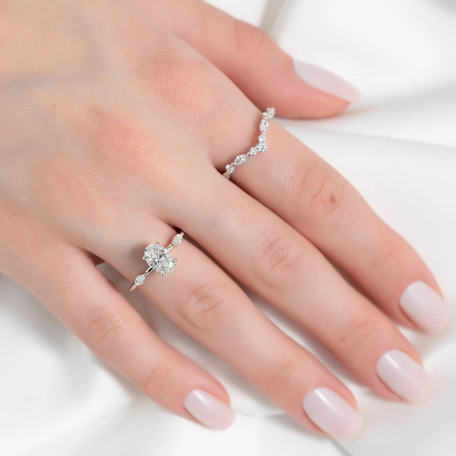  The Nicole Oval Moissanite Ring 14k White Gold 003