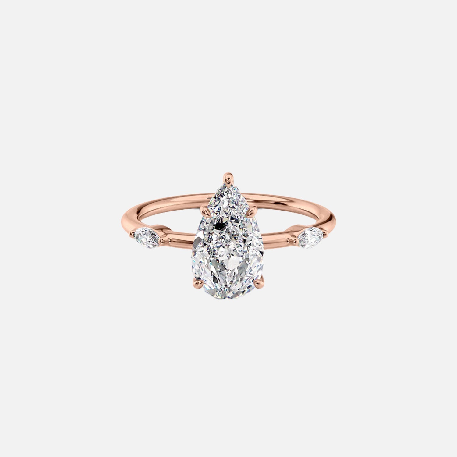  The Nicole Pear Lab Diamond Ring 14k Rose Gold 001