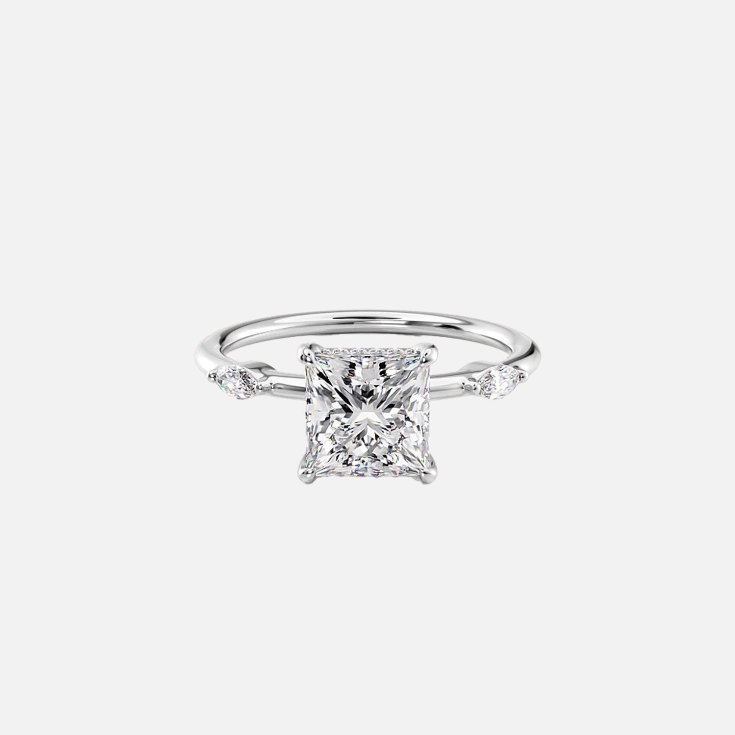  The Nicole Princess Lab Diamond Ring 14k White Gold 001