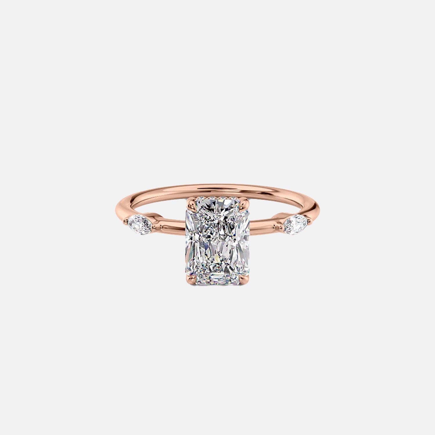  The Nicole Radiant Moissanite Ring 14k Rose Gold 001