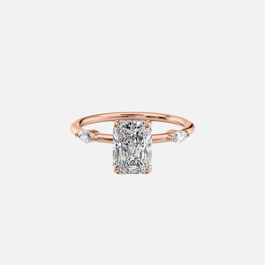  The Nicole Radiant Moissanite Ring 14k Rose Gold 001