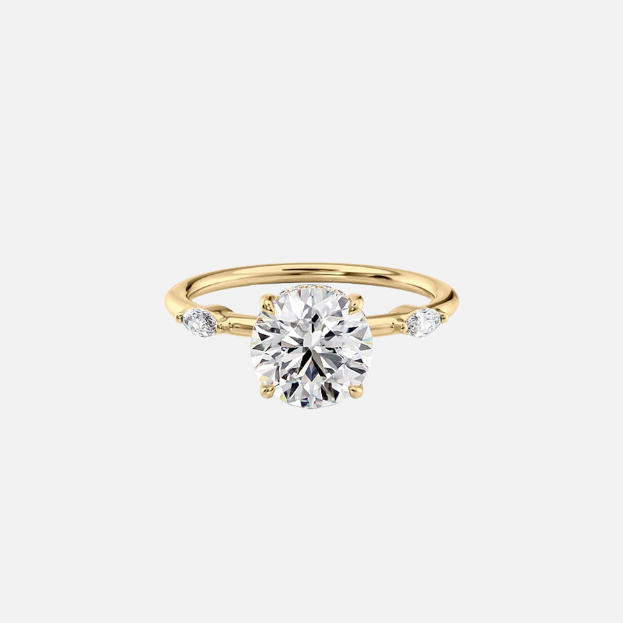  The Nicole Round Moissanite Ring 18k Yellow Gold 001