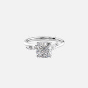  The Nova Cushion Moissanite Ring 18k White Gold 001
