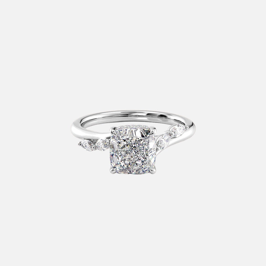  The Nova Cushion Moissanite Ring 18k White Gold 001