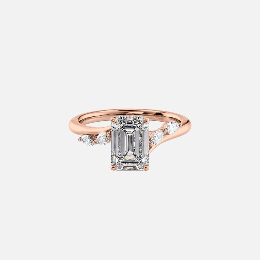  The Nova Emerald Moissanite Ring 14k Rose Gold 001