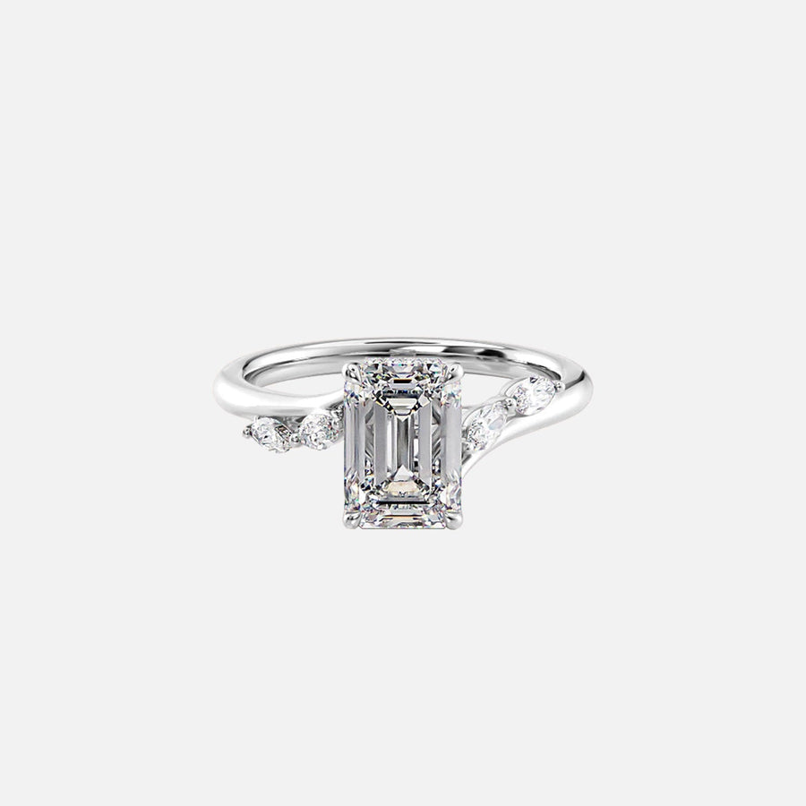  The Nova Emerald Moissanite Ring 18k White Gold 001