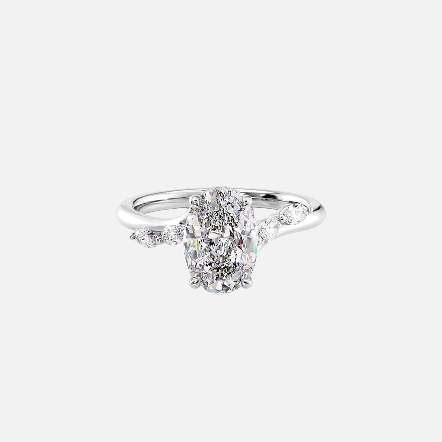  The Nova Oval Moissanite Ring 14k White Gold 001