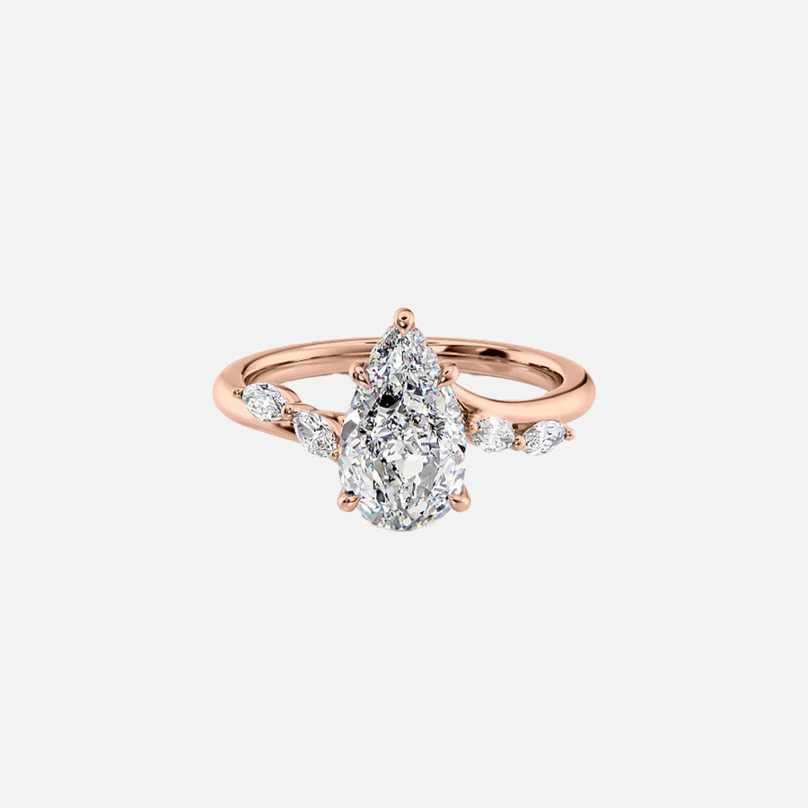  The Nova Pear Moissanite Ring 14k Rose Gold 001