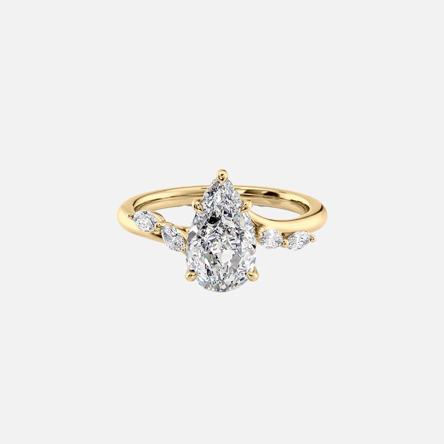  The Nova Pear Moissanite Ring 18k Yellow Gold 001
