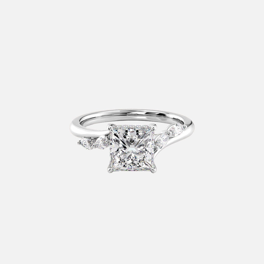  The Nova Princess Moissanite Ring 14k White Gold 001