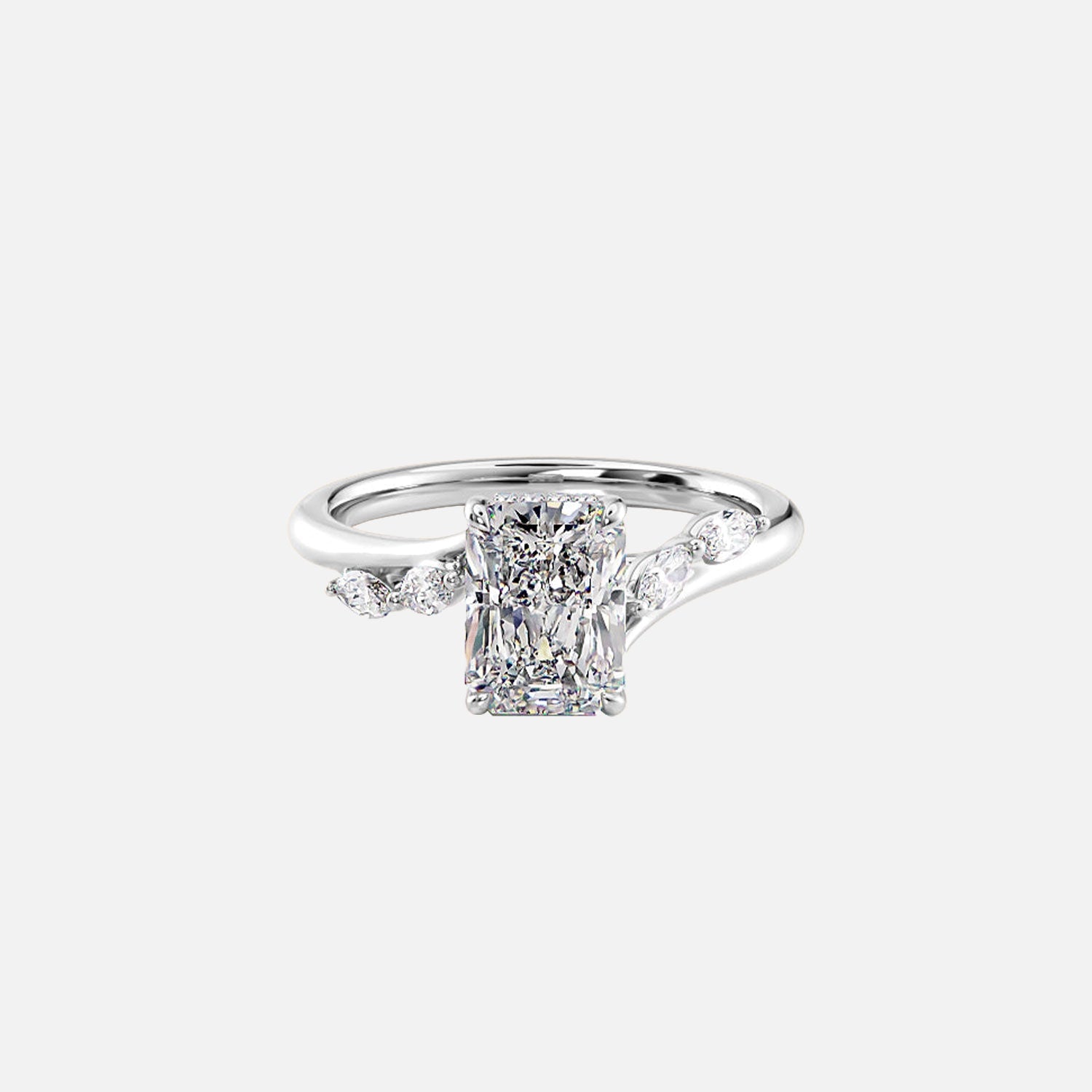  The Nova Radiant Moissanite Ring 14k White Gold 001