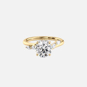 The Nova Round Moissanite Ring 14k Yellow Gold 001