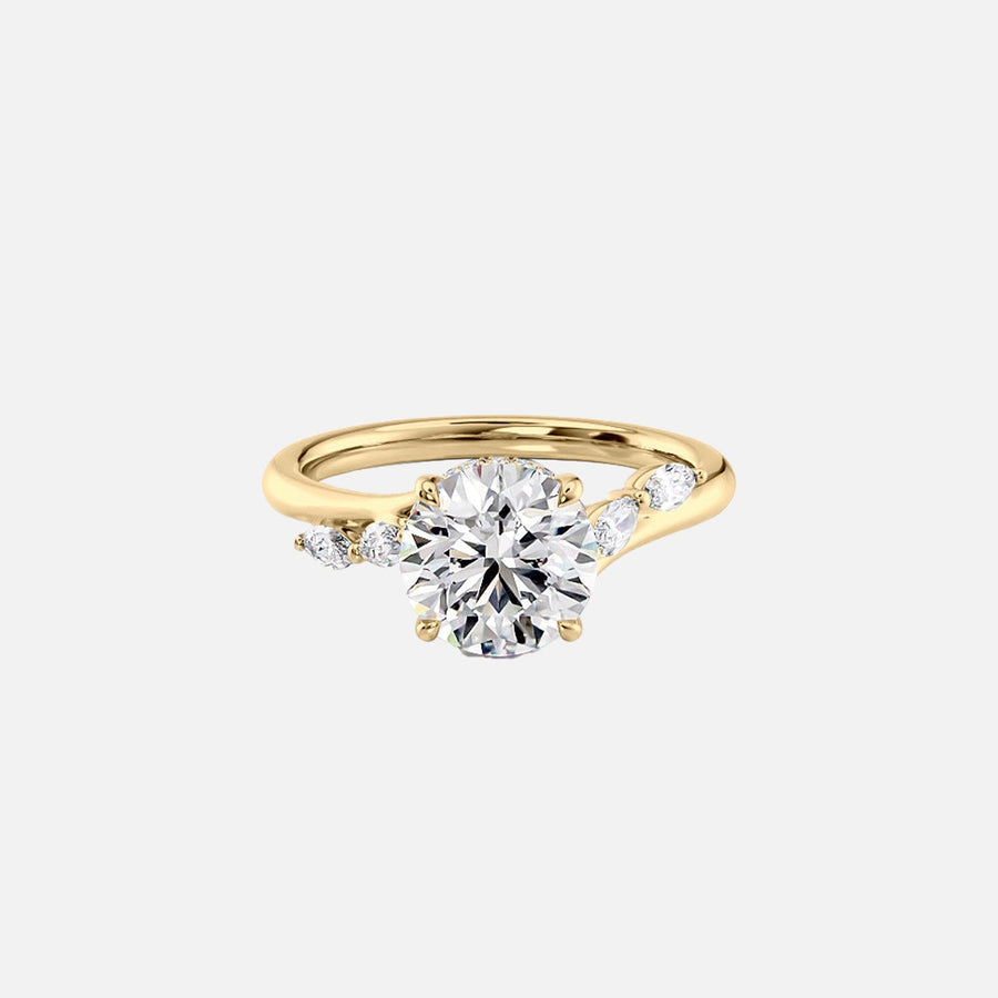  The Nova Round Moissanite Ring 18k Yellow Gold 001