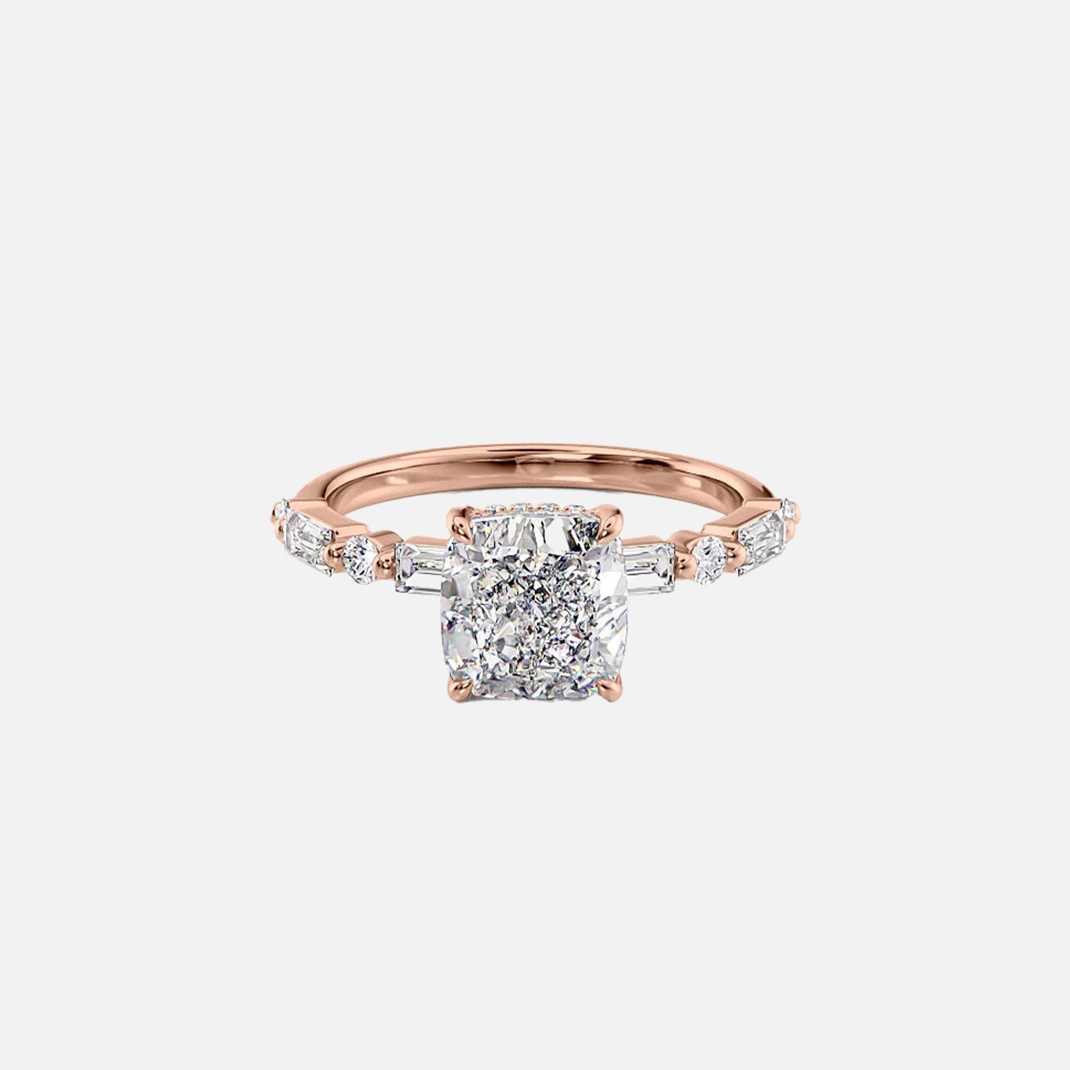  The Patricia Cushion Moissanite Ring 14k Rose Gold 001
