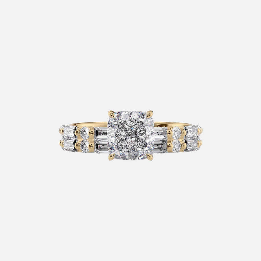  The Patricia Cushion Moissanite Ring 14k Yellow Gold 003