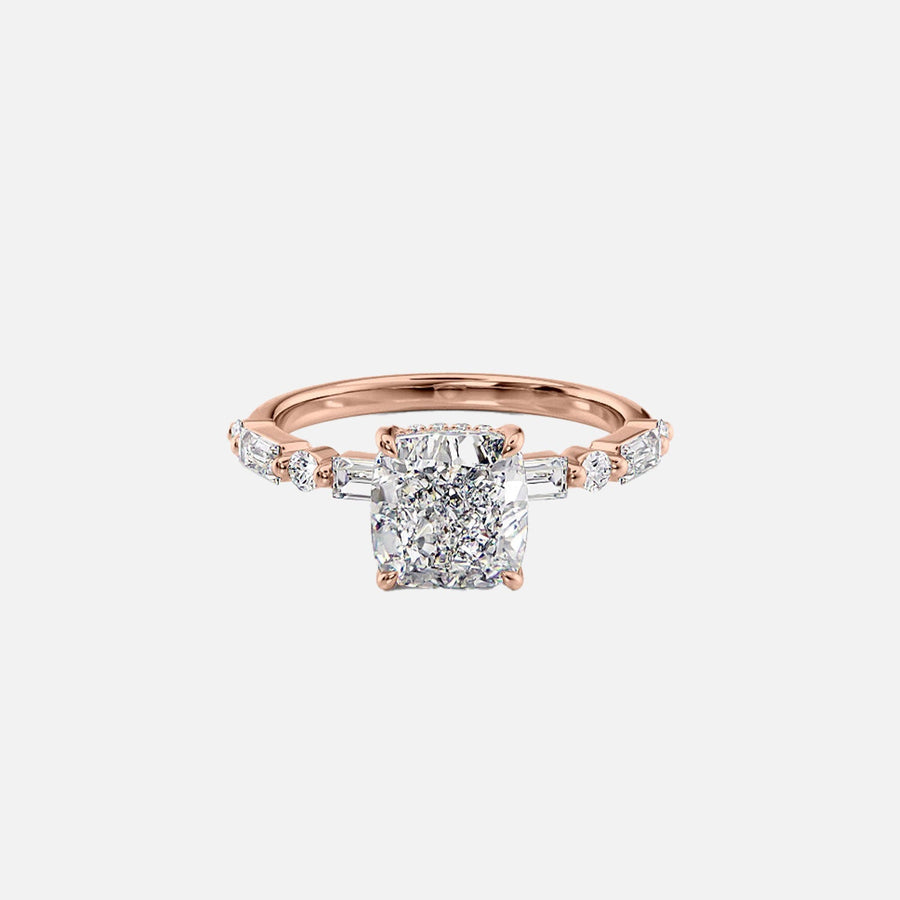 The Patricia Cushion Moissanite Ring 18k Rose Gold 001