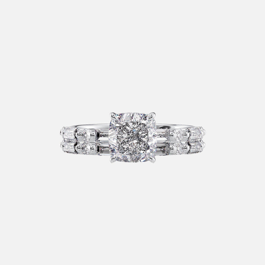  The Patricia Cushion Moissanite Ring 18k White Gold 003