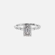  The Patricia Emerald Moissanite Ring 14k White Gold 001
