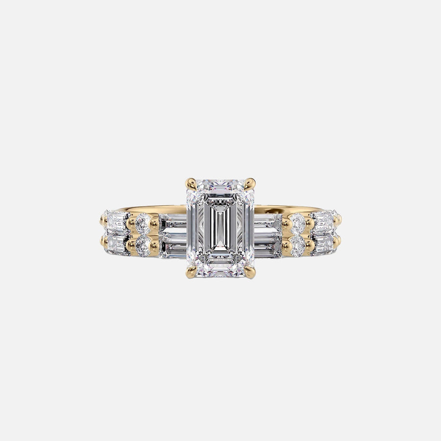  The Patricia Emerald Moissanite Ring 14k Yellow Gold 003