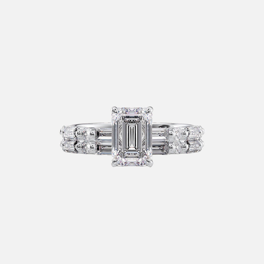  The Patricia Emerald Moissanite Ring 18k White Gold 003