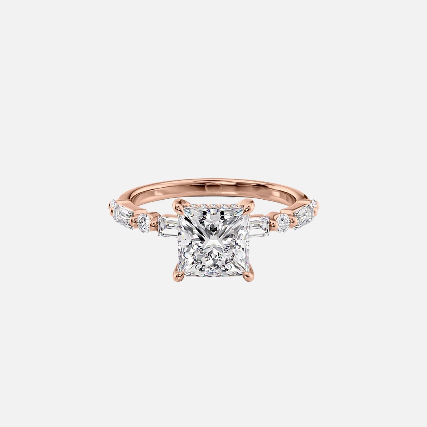  The Patricia Princess Moissanite Ring 14k Rose Gold 001