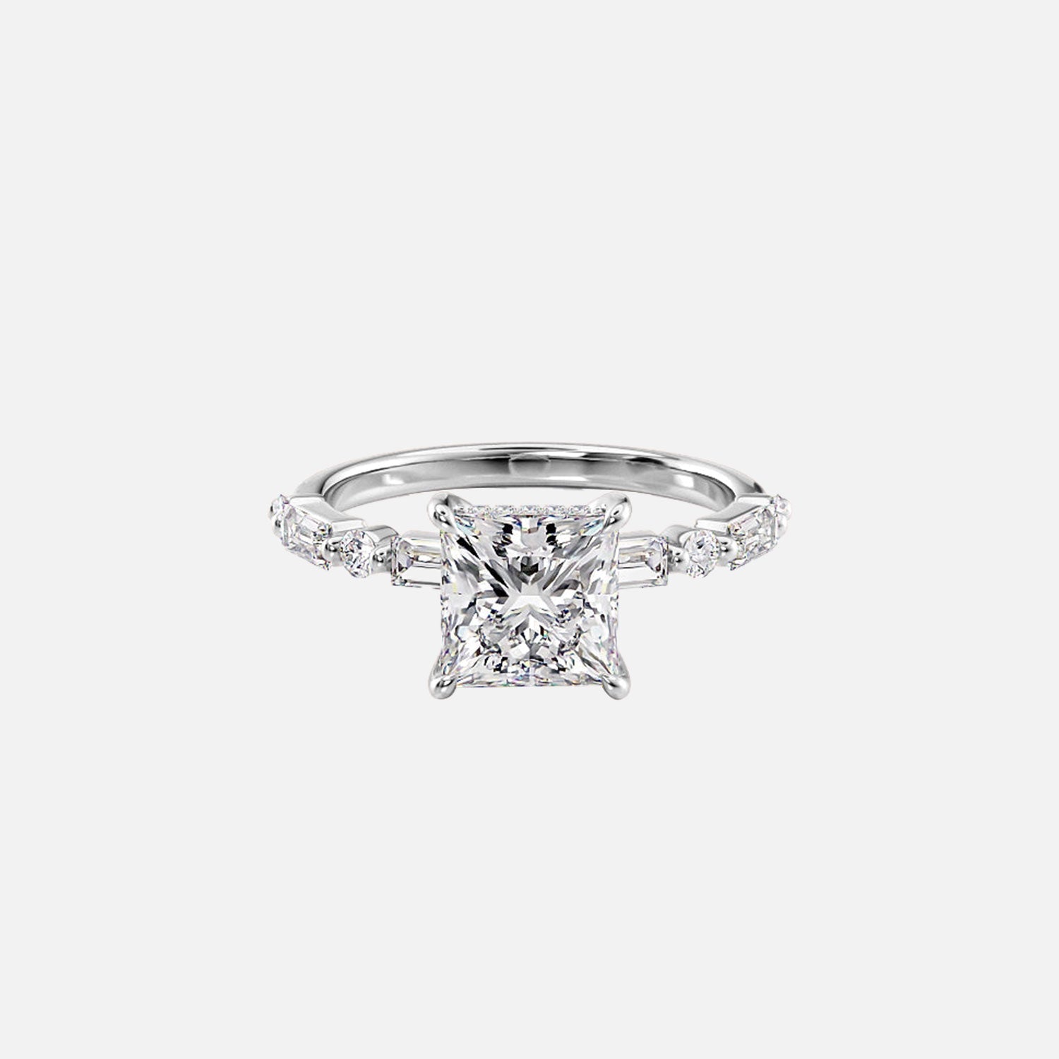  The Patricia Princess Moissanite Ring 14k White Gold 001