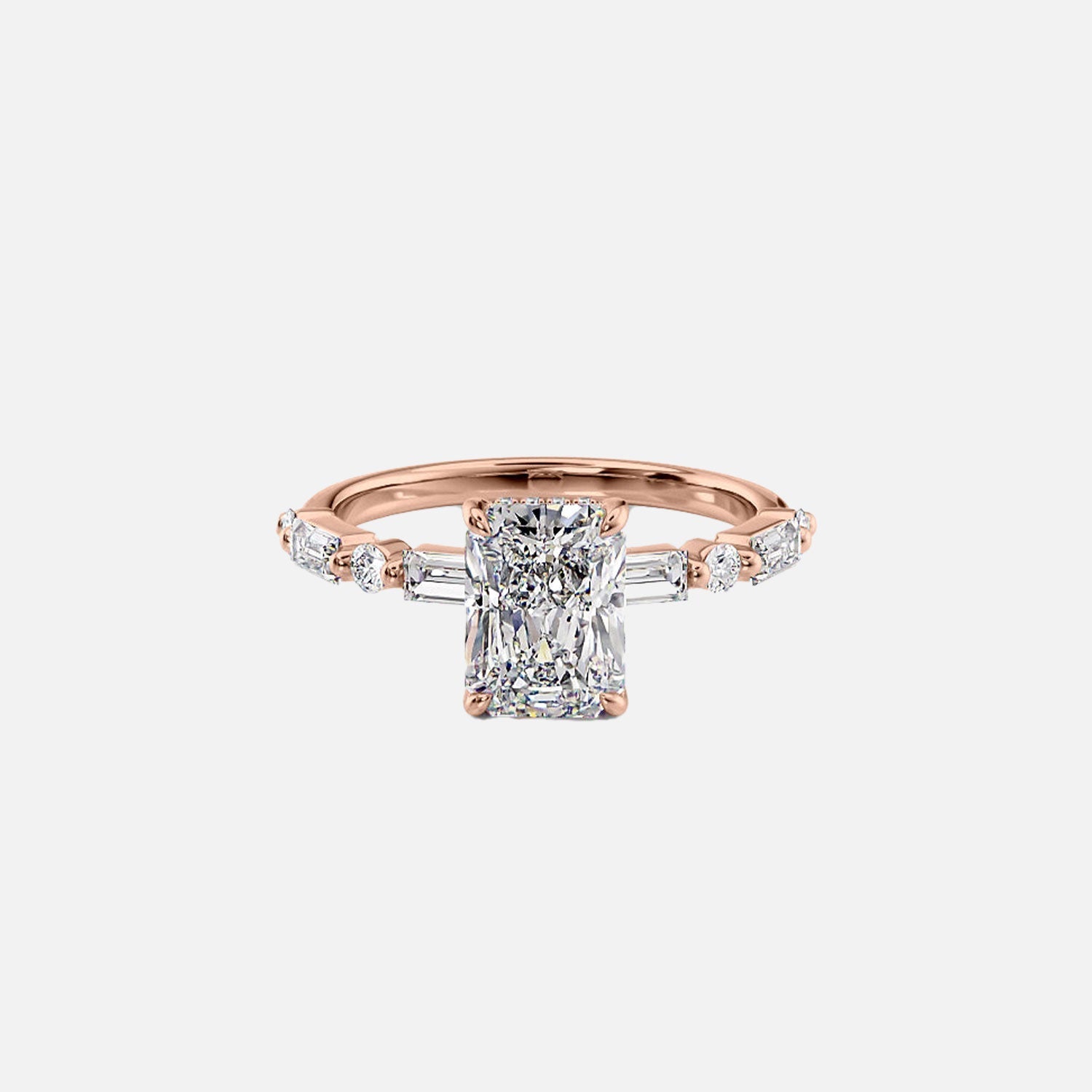  The Patricia Radiant Moissanite Ring 14k Rose Gold 001