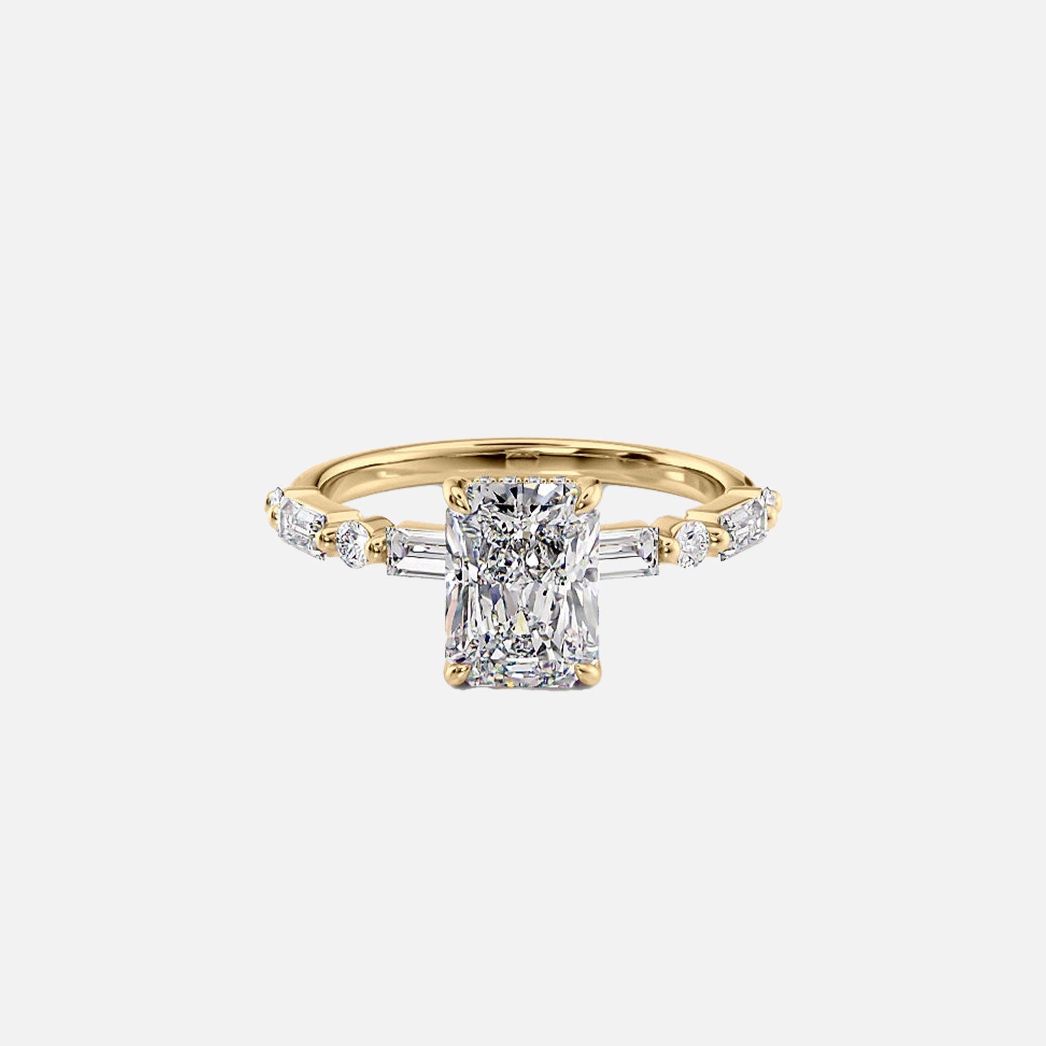 The Patricia Radiant Moissanite Ring 14k Yellow Gold 001