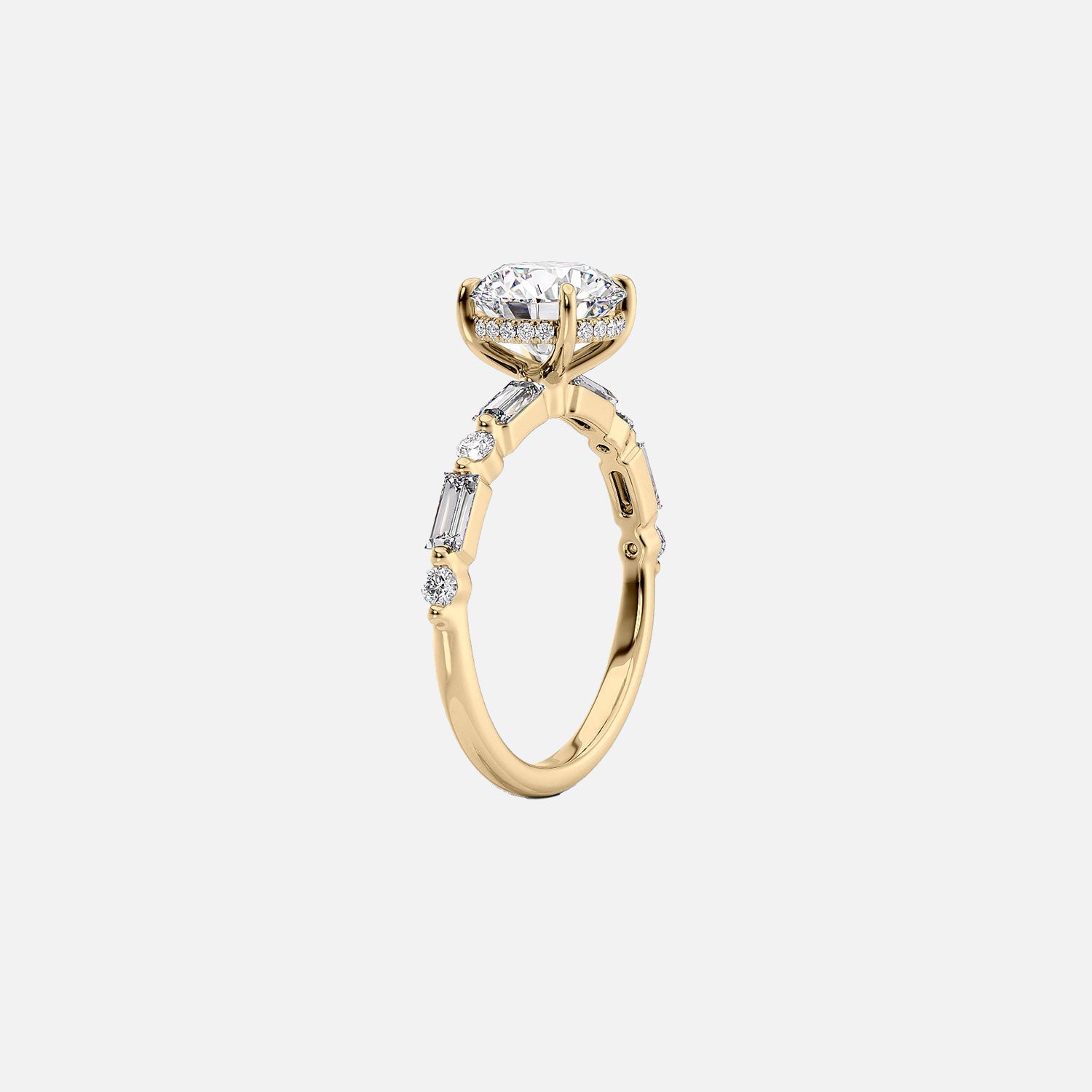  The Patricia Round Moissanite Ring 14k Yellow Gold 002