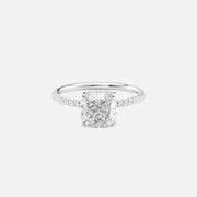  The Pave Alex Cushion Lab Diamond Ring 14k White Gold 001