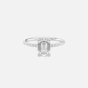  The Pave Alex Emerald Moissanite Ring 14k White Gold 001
