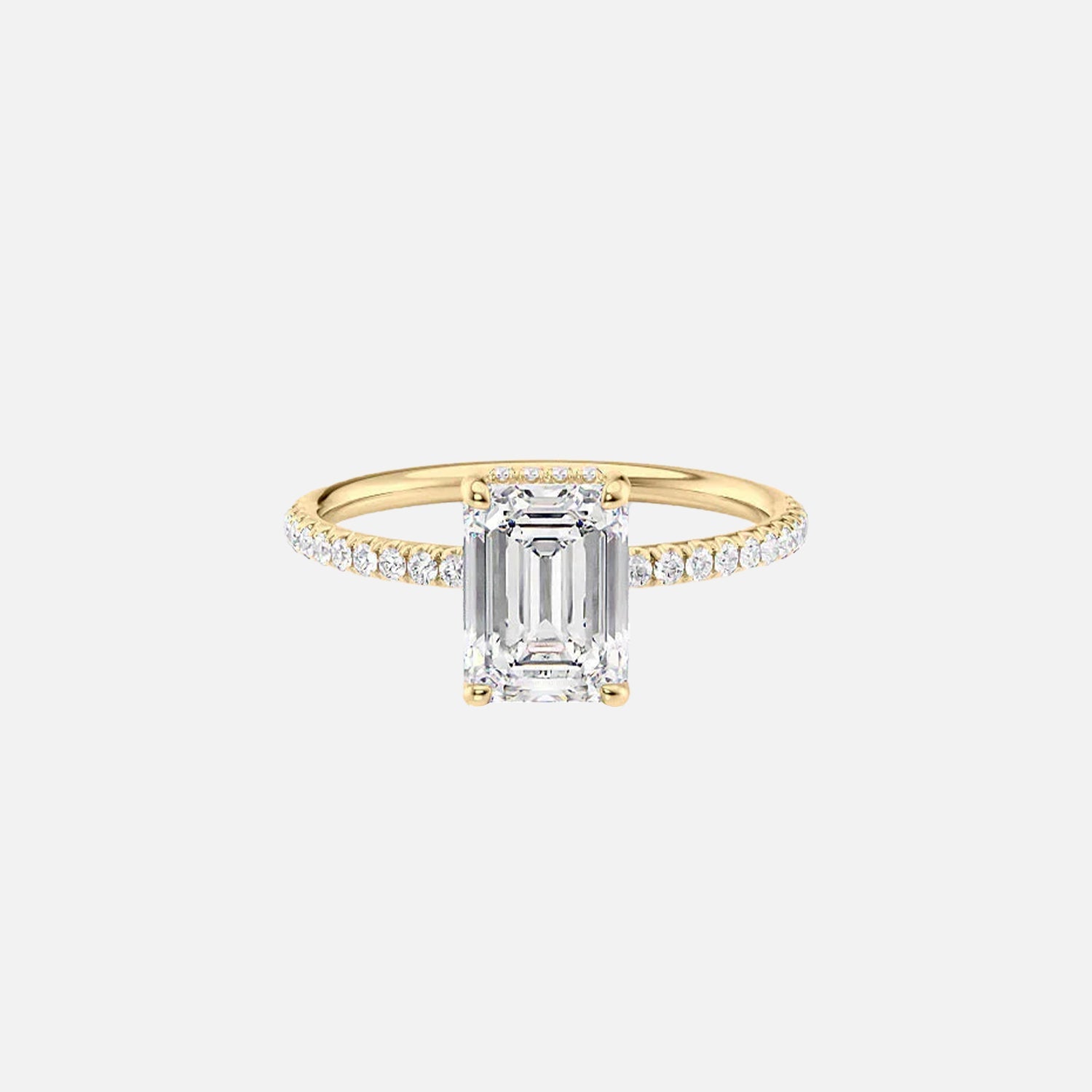 The Pave Alex Emerald Moissanite Ring 14k Yellow Gold 001