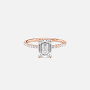  The Pave Alex Emerald Moissanite Ring 18k Rose Gold 001