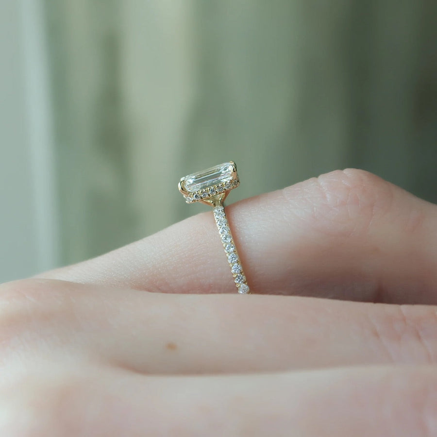  The Pave Alex Emerald Moissanite Ring 18k Yellow Gold 004 Final