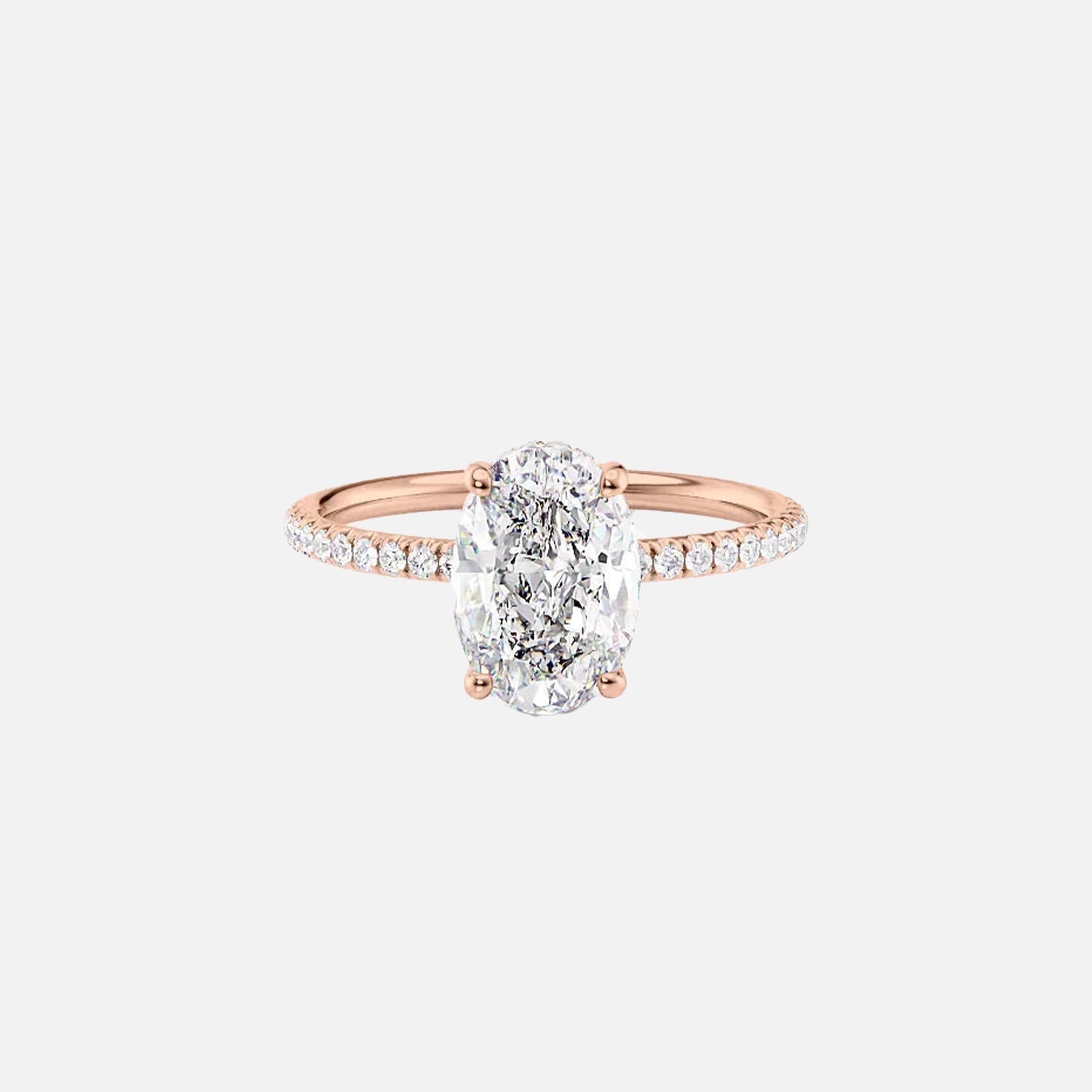 The Pave Alex Oval Lab Diamond Ring 14k Rose Gold 001