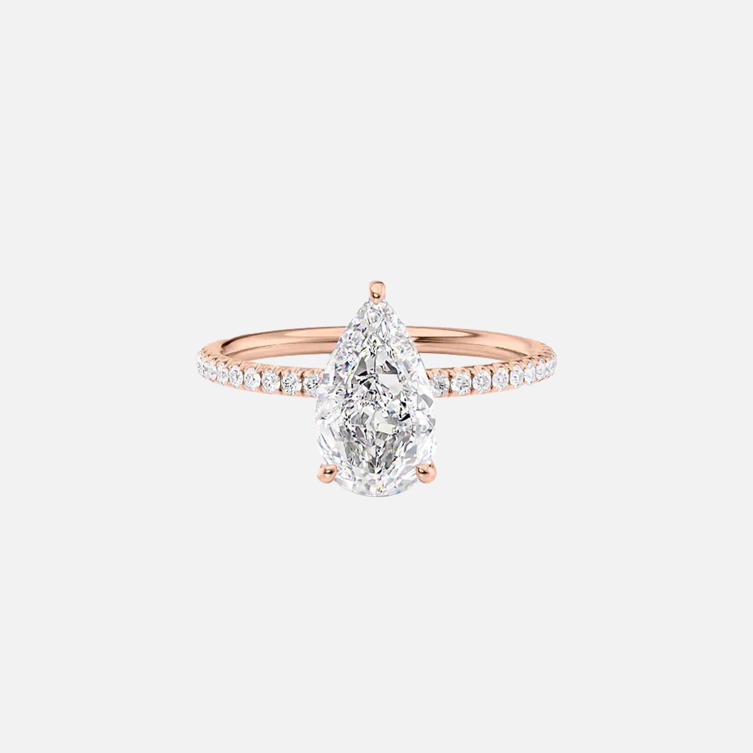 The Pave Alex Pear Lab Diamond Ring 14k Rose Gold 001