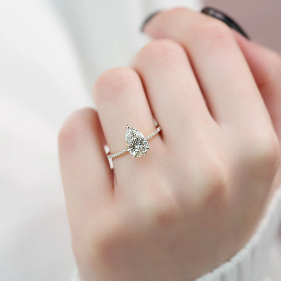  The Pave Alex Pear Lab Diamond Ring 18k Yellow Gold 003