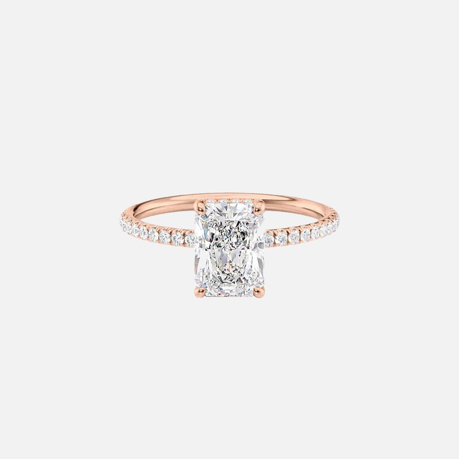  The Pave Alex Radiant Lab Diamond Ring 14k Rose Gold 001