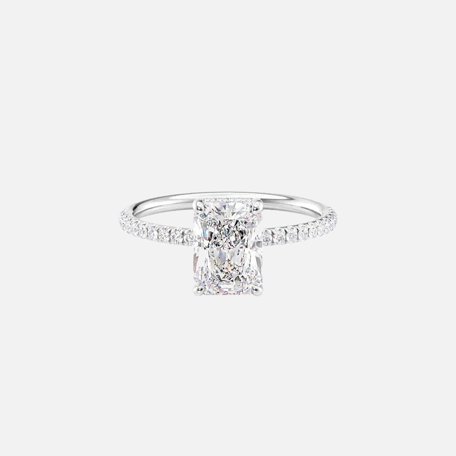  The Pave Alex Radiant Moissanite Ring 14k White Gold 001
